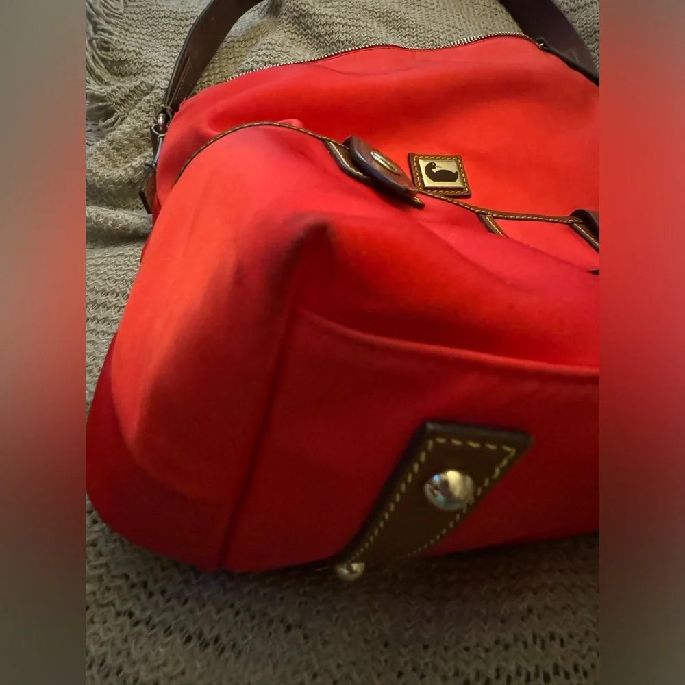 Dooney & Bourke Nylon Red Wayfarer Bag Tan Leather - Picture 5 of 13